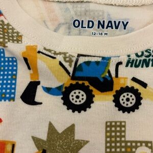 Old Navy 12-18’ Pajamas with Construction and Dinosaur Theme